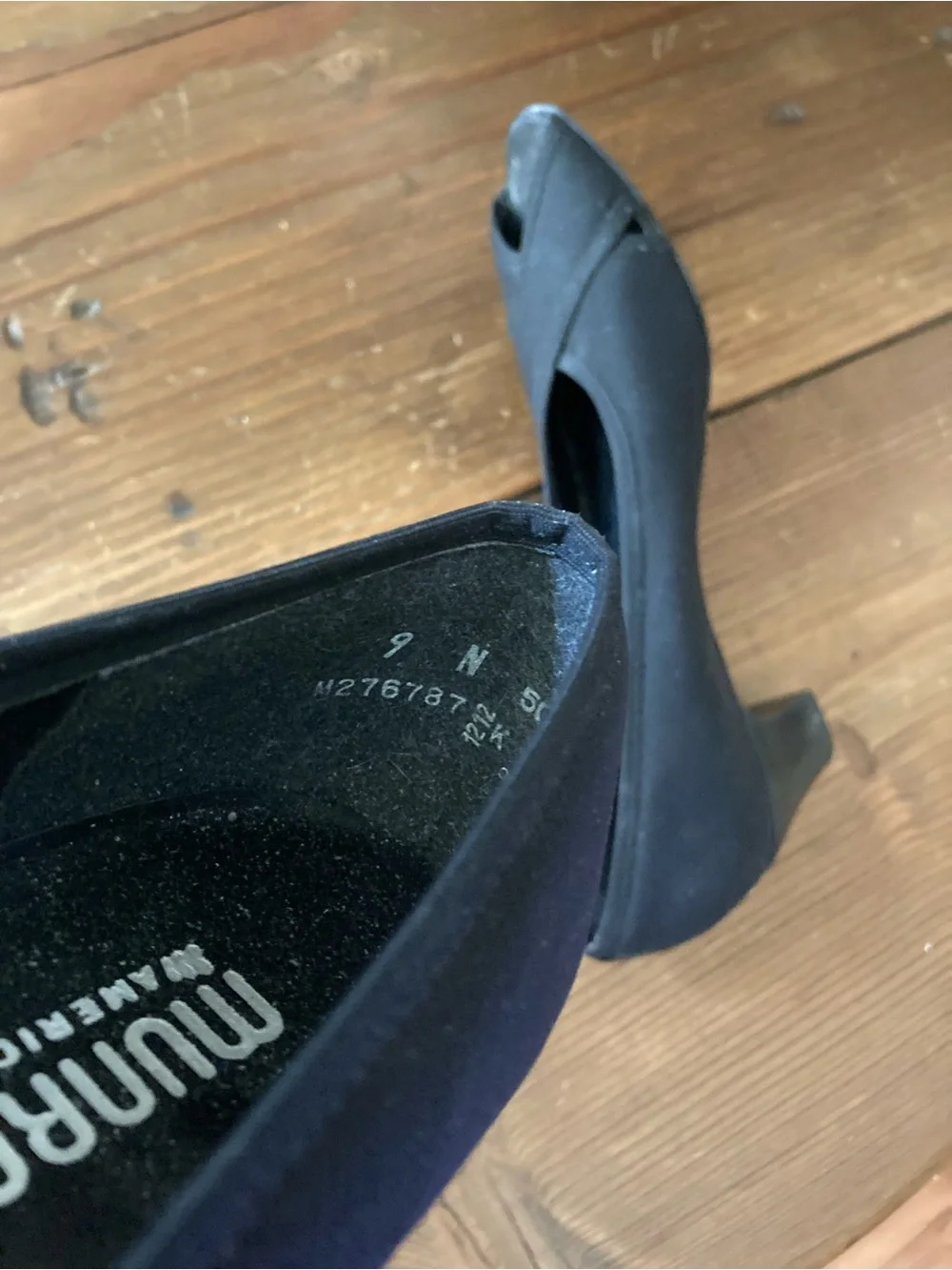 Munro Black Open-Toe Crossover Pumps